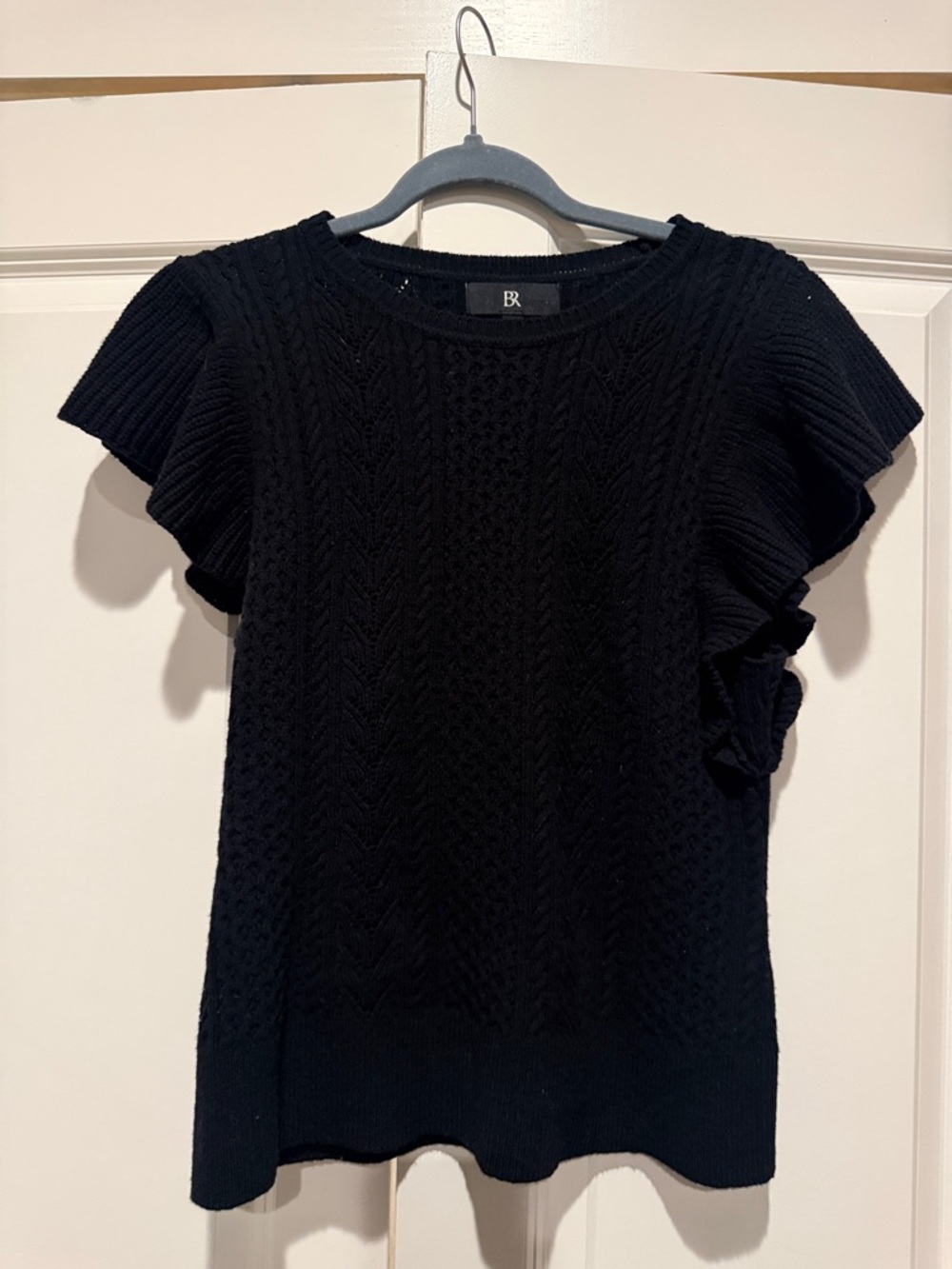 Banana Republic Black Ruffle Sleeve Knit Top